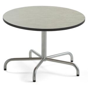 Stół PLURAL, Ø900x600 mm, blat linoleum, szary, srebrny