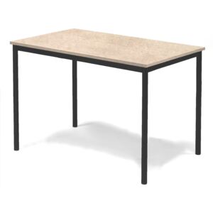 Stół Sonitus, 1200x800x800 mm, rama czarna, dźwiękochłonne linoleum, beżowy