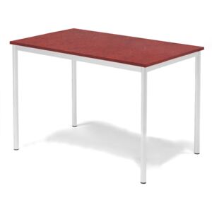 Stół SONITUS, 1200x800x800 mm, linoleum czerwony, biały