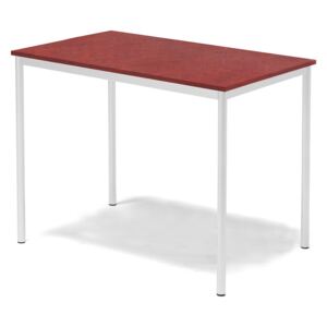 Stół SONITUS, 1200x800x900 mm, linoleum czerwony, biały