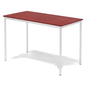 Stół SONITUS, 1400x800x900 mm, linoleum czerwony, biały