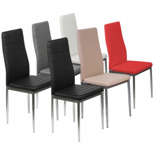 6 krzeseł tapicerowanych k1 pasy nogi srebrne