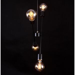VENDERO 4 BLACK 347/4 oryginalna lampa wisząca regulowana wysokość czarna złote dodatki
