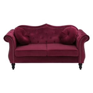 Sofa 2-osobowa welurowa bordowa SKIEN