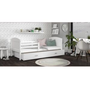 Łóżko podwójne wysuwane z szufladą MATEUSZ 190x80cm, kolor biały