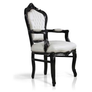 Stylowe krzesło, seria Kair, obicie biała eko - skóra, czarna rama