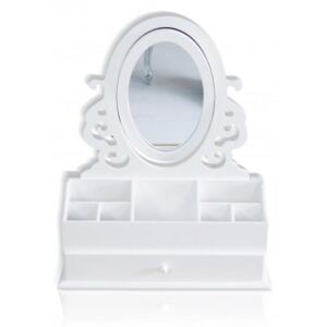 Toaletka z serii Romantic, przegrody, lustro, matowa biel