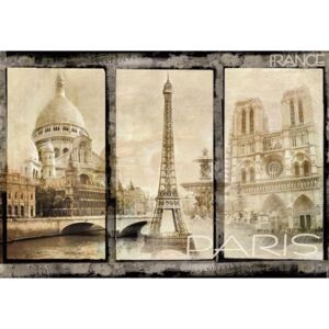 Vintage Paris Tryptich Fototapeta, Tapeta, (368 x 254 cm)
