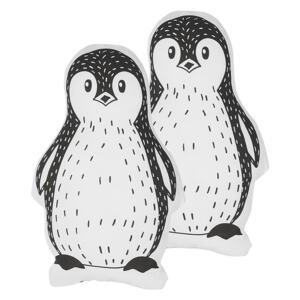 Zestaw 2 poduszek dla dzieci czarno-biały materiałowy z wypełnieniem pingwin maskotka przytulanka