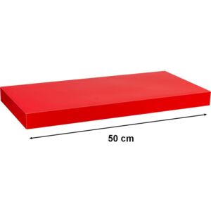 Półka ścienna STILISTA Volato wolnowisząca czerwona z połyskiem, 50 cm