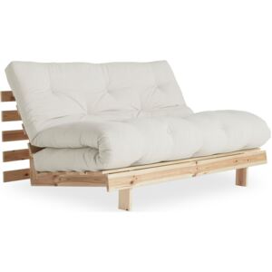 Nowoczesna kanapa z materacem futon 140 cm, naturalna
