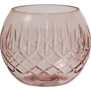 Świecznik Bloomingville kula 8 cm różowy szklany