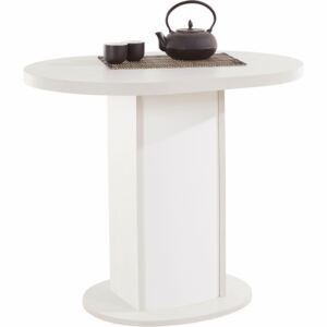 Owalny stół o prostym wyglądzie, bielona sosna