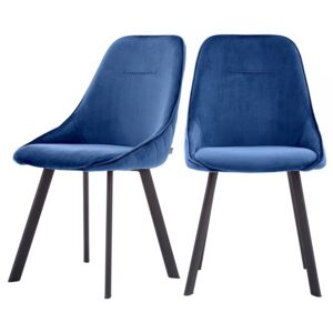 SELSEY Zestaw dwóch krzeseł tapicerowanych Jonas niebieskie pikowane