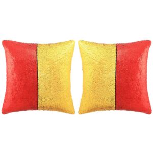Poduszki z cekinami MWGROUP, czerwone, 45x45 cm, 2 szt