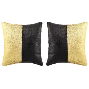 Zestaw poduszek z cekinami MWGROUP, czarno-złoty, 45x45 cm, 2 szt