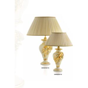 Ekskluzywna beżowo-złota włoska lampa z abażurem