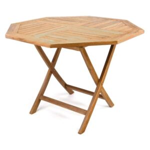 Składany stół DIVERO z drewna tekowego Ø 100 cm