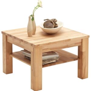 Atrakcyjny stolik z drewna bukowego, z półką