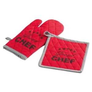Rękawica kuchenna + łapka, CHEF ETOILE, kolor czerwony