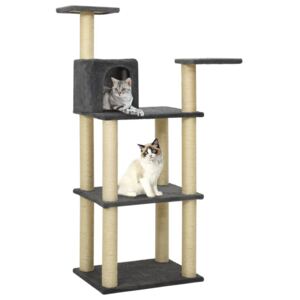 Drapak dla kota ze słupkami sizalowymi, ciemnoszary, 119 cm