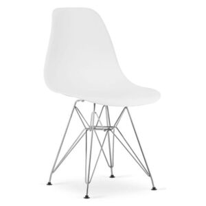 Krzesło Milano Lino metalowe chromowane nogi białe