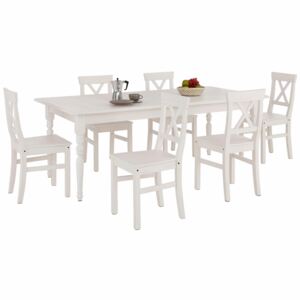 Biały zestaw stół i cztery krzesła z litej sosny