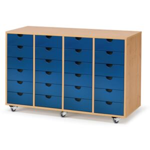 Komoda 3:0, 24 szuflady, 1200x450x800 mm, buk, niebieski