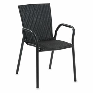Krzesło kawiarniane Vienna, czarny rattan, aluminium