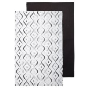 Zestaw 2 kontrastowych bawełnianych ścierek ze wzorem geometrycznym w kolorze bieli i czerni