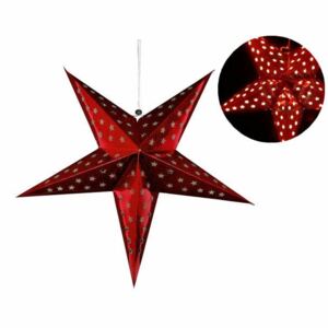 Świąteczna gwiazda z timerem,60 cm, 10 LED, czerwona
