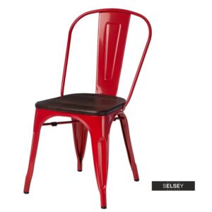 Krzesło Paris Wood czerwone - sosna szczotkowana