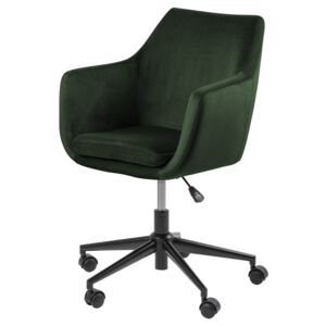 SELSEY Fotel biurowy z regulacją wysokości Marcelio zielony welur