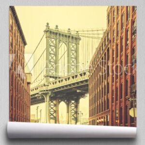 Fototapeta Retro stylizowany Manhattan Bridge widziany z Dumbo w Nowym Jorku