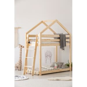 Łóżko piętrowe w kształcie domku z drewna sosnowego Adeko Mila DMPB, 90x200 cm