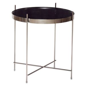 Czarny stolik z lustrzanym blatem Hübsch Dorotea, ø 43 cm