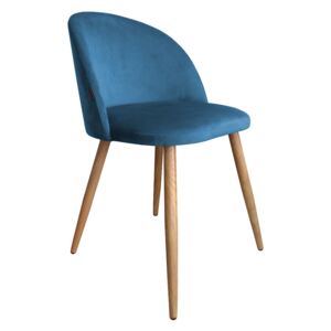 Krzesło CLAUDINE 2 VELVET ciemno niebieskie/dąb ☞ Kupuj w Sprawdzonych i wysoko Ocenianych sklepach