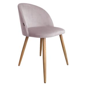 Krzesło CLAUDINE 2 VELVET jasno różowe/dąb ☞ Kupuj w Sprawdzonych i wysoko Ocenianych sklepach