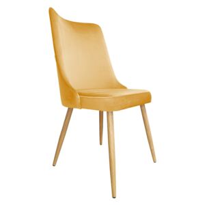 Krzesło CYPRIAN 2 VELVET żółte/dąb ☞ Kupuj w Sprawdzonych i wysoko Ocenianych sklepach