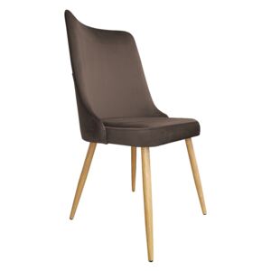 Krzesło CYPRIAN 2 VELVET brązowe/dąb ☞ Kupuj w Sprawdzonych i wysoko Ocenianych sklepach