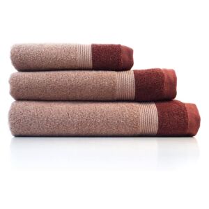 Zestaw 3 czerwonych bawełnianych ręczników Ethere Banda Vino