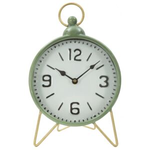 Zielony zegar stołowy z detalami w złotej barwie Mauro Ferretti Glam