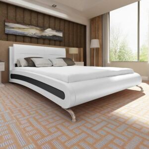 Rama łóżka ze skóry syntetycznej, 200 x 180, biało-czarna