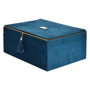 Niebieska szkatułka na biżuterię Aksamen