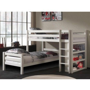 Drewniane łóżko piętrowe dla dzieci Pino - sosna biała