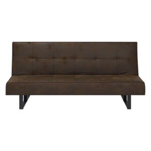 Sofa z funkcją spania imitacja skóry brązowa 189 cm DERBY
