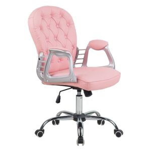 Krzesło biurowe skóra ekologiczna różowe PRINCESS