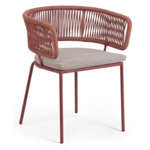 Krzesło ogrodowe ze stalową konstrukcją i beżową plecionką La Forma Nadin