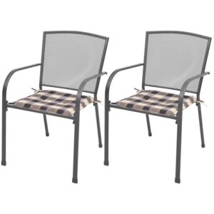 Krzesła ogrodowe z poduszkami, 2 szt, stalowa siatka