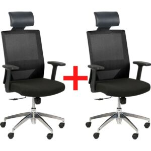 Krzesło biurowe FOX II 1+1 GRATIS, aluminiowy krzyżak, czarne